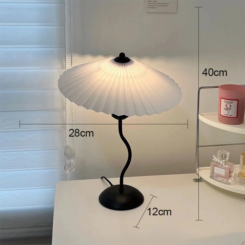 Lampe de Chevet Japonaise Abat-jour Plissé en Tissu