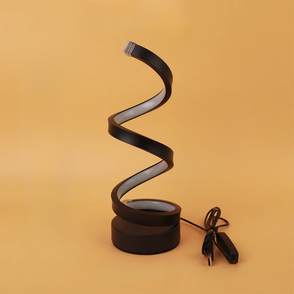 Lampe de Chevet LED Noire Design Spirale Minimaliste
