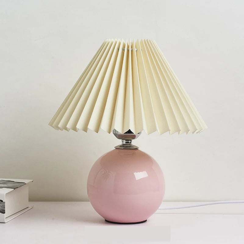 Lampe de Chevet Rose Poudré en Céramique et Tissu