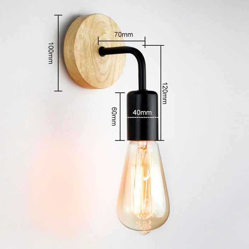 Lampe Murale de Chevet en Bois et Métal Orientable