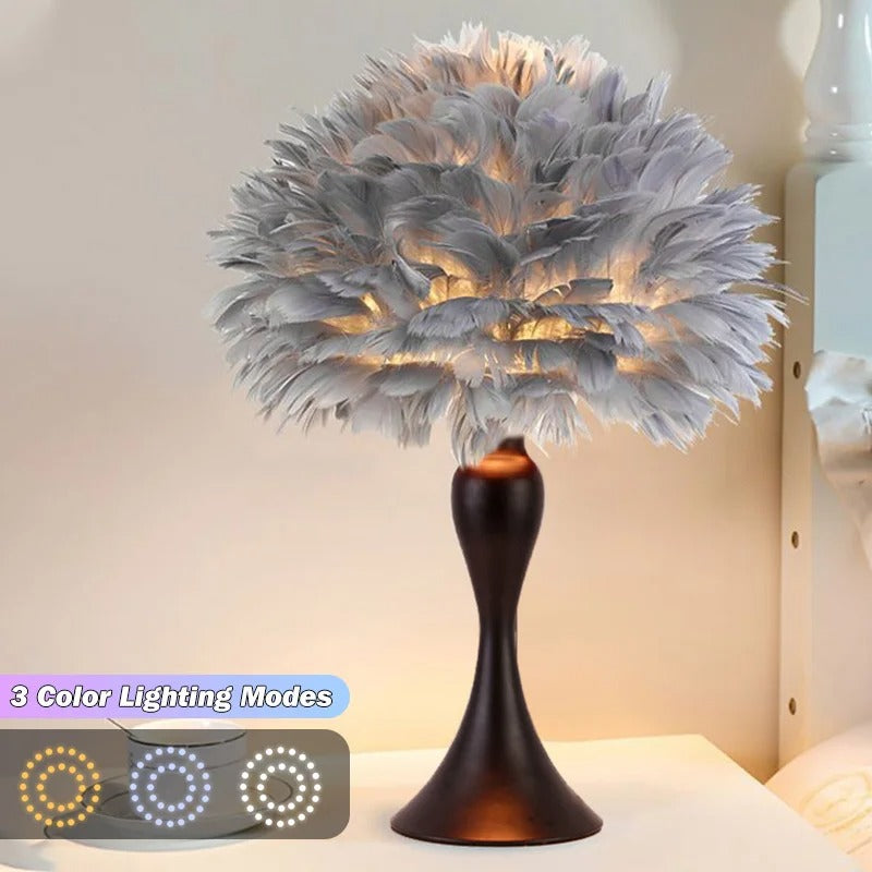 Lampe de chevet à plumes – Ambiance douce et élégante