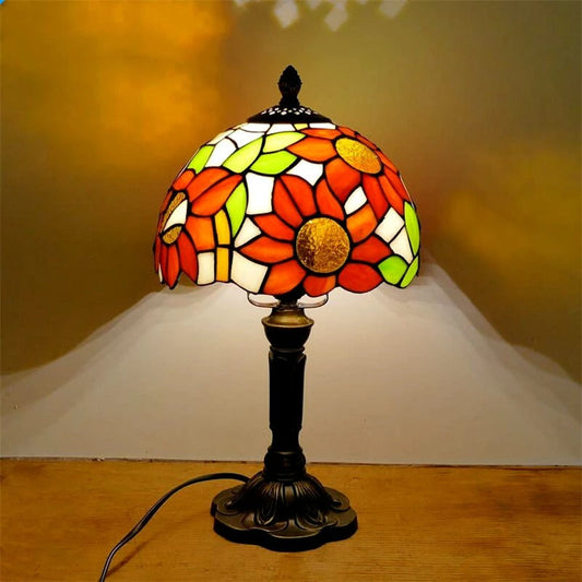 Lampe Tiffany artisanale – Abat-jour vitrail floral