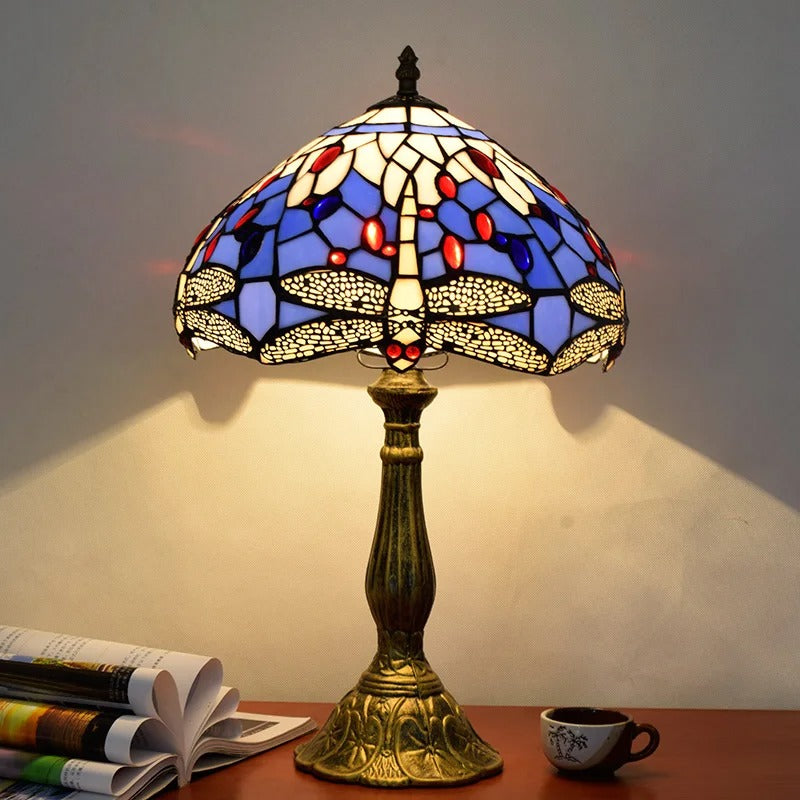 Lampe Tiffany Libellule en Vitrail Artisanal