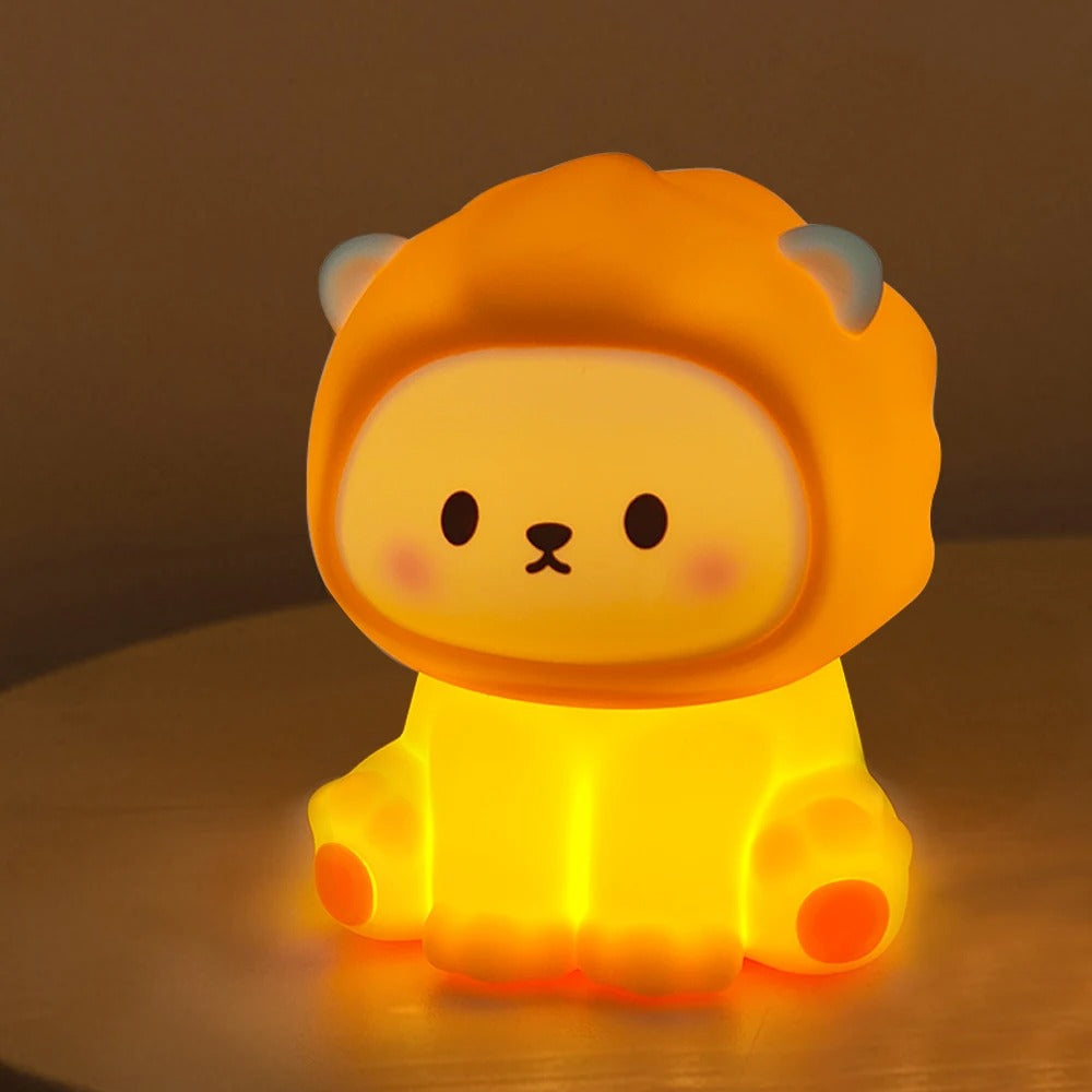 Veilleuse Lion en Silicone – Lumière Douce pour Bébé