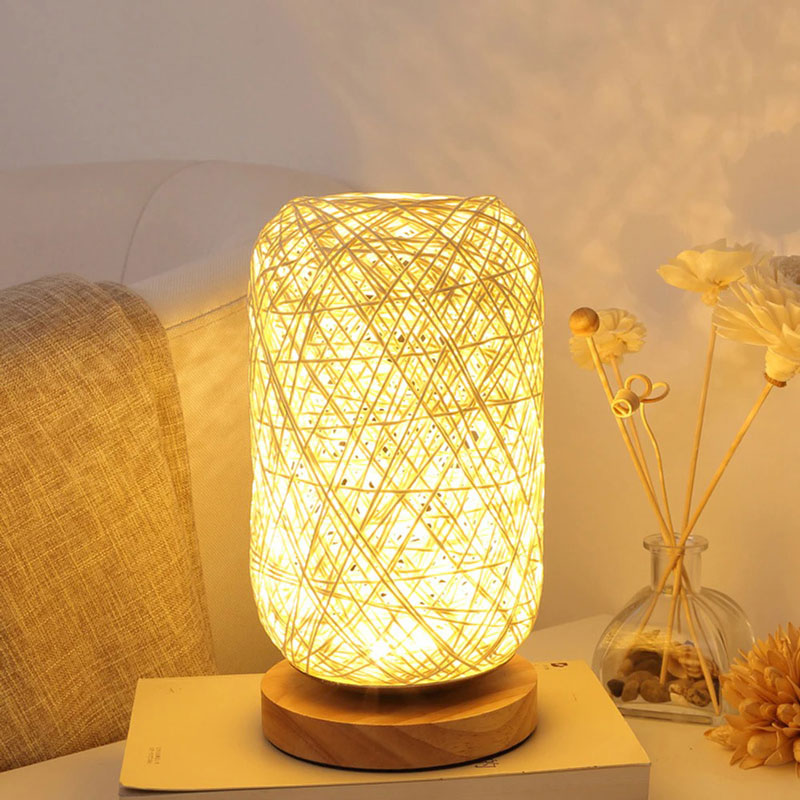 Lampe de Chevet en Osier Tressée à la Main