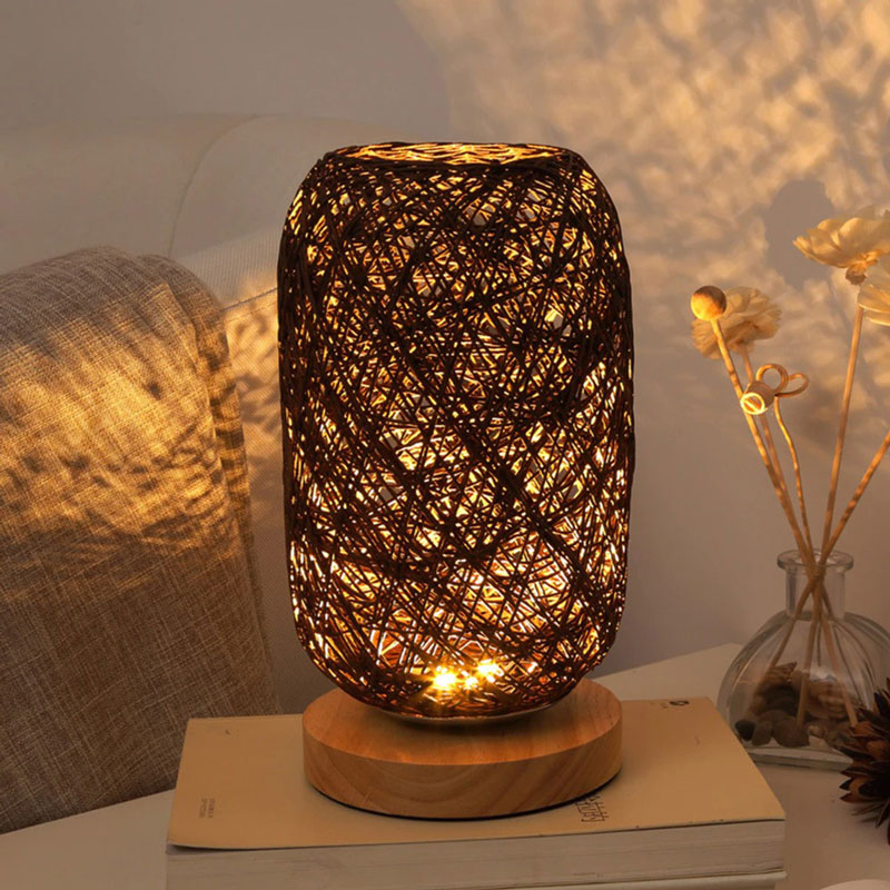 Lampe de Chevet en Osier Tressée à la Main