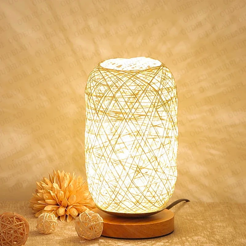 Lampe de Chevet en Osier Tressée à la Main