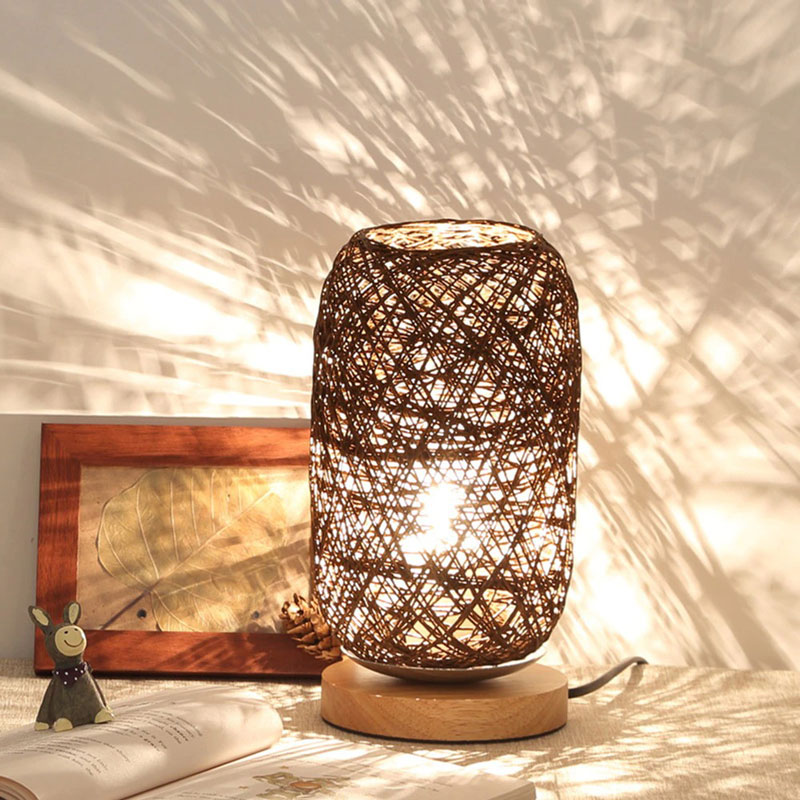 Lampe de Chevet en Osier Tressée à la Main