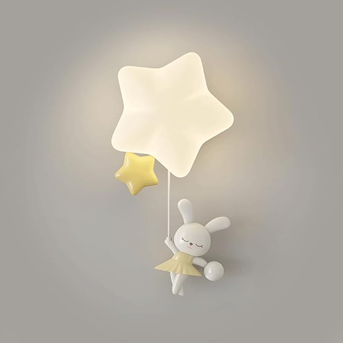 Applique Murale Enfant Étoile et Lapin Ballon Doré
