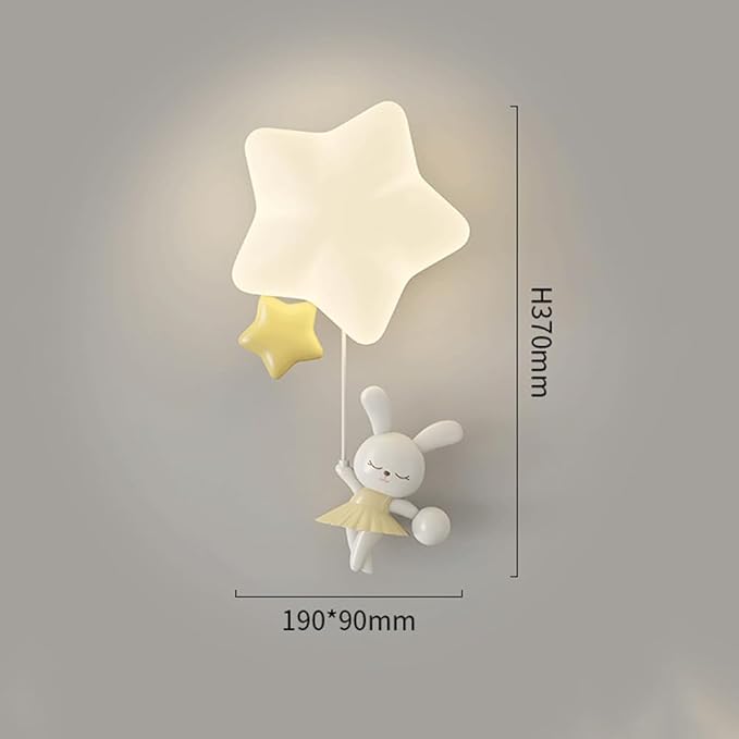 Applique Murale Enfant Étoile et Lapin Ballon Doré