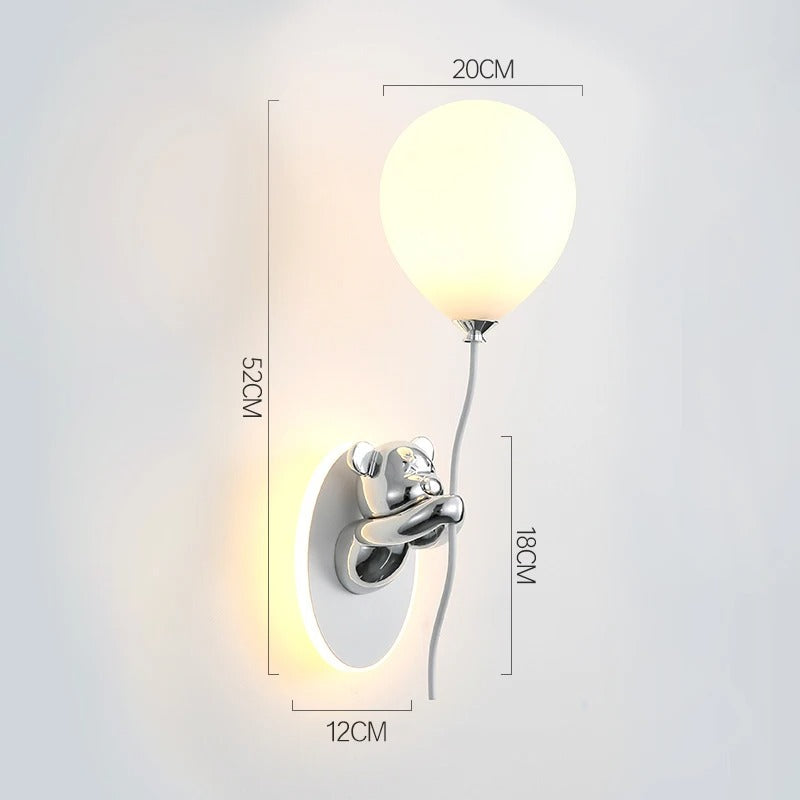 Applique Murale Enfant Ours avec Ballon Lumineux