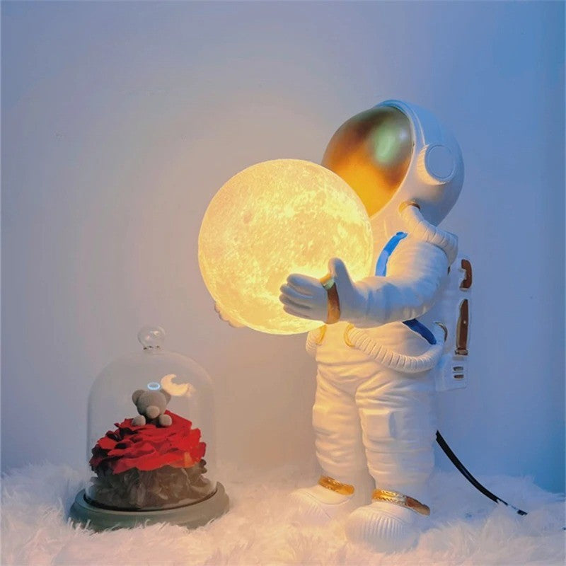 Lampe de chevet astronaute avec lune lumineuse
