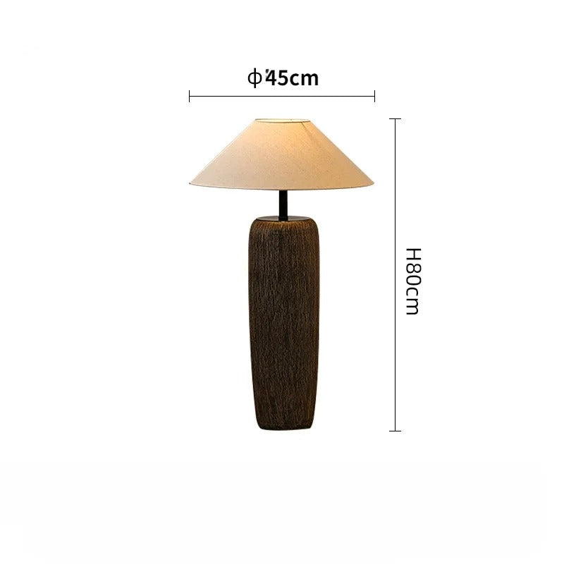 Lampadaire Style Japonais en Céramique et Tissu