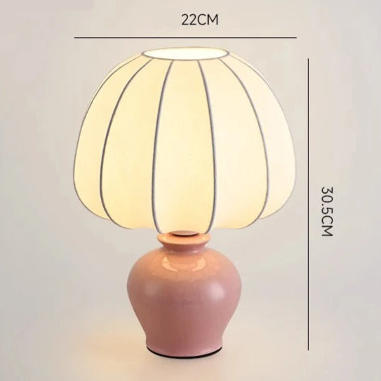 Lampe à Poser en Céramique et Abat-jour Tissu
