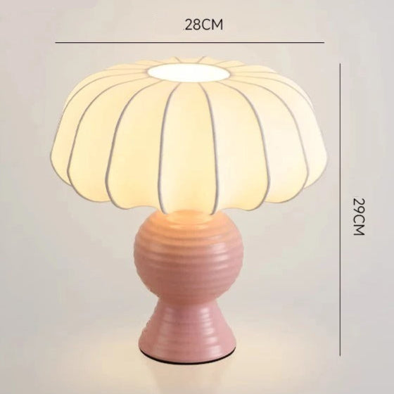 Lampe à Poser en Céramique et Abat-jour Tissu