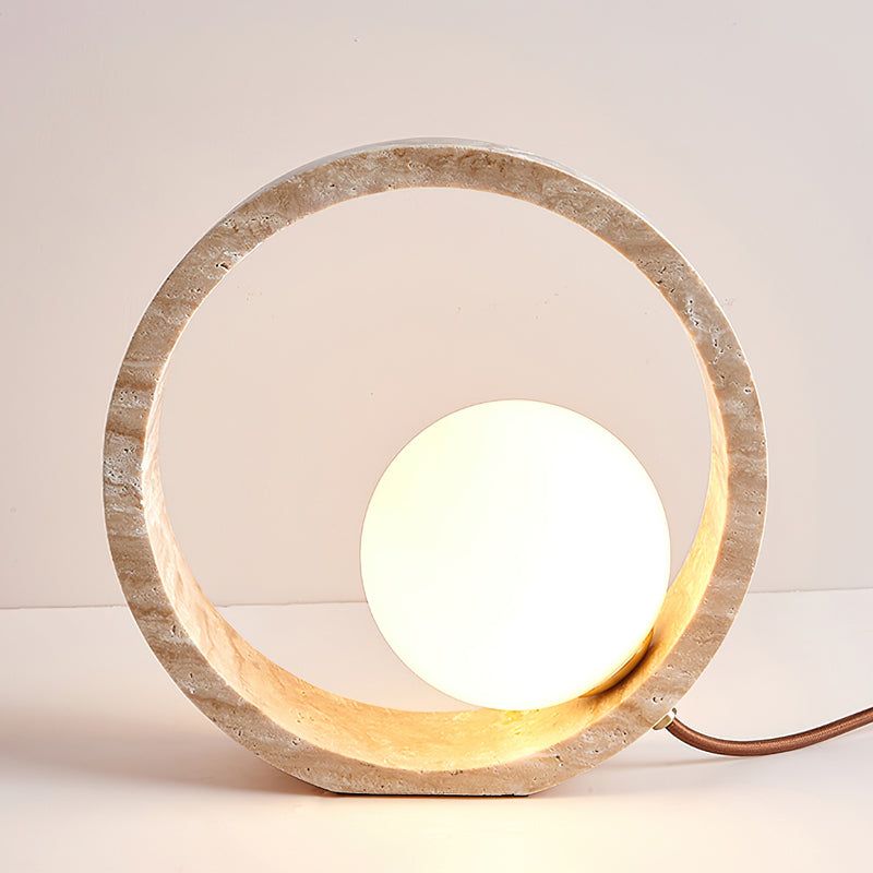 Lampe à Poser en Travertin et Verre