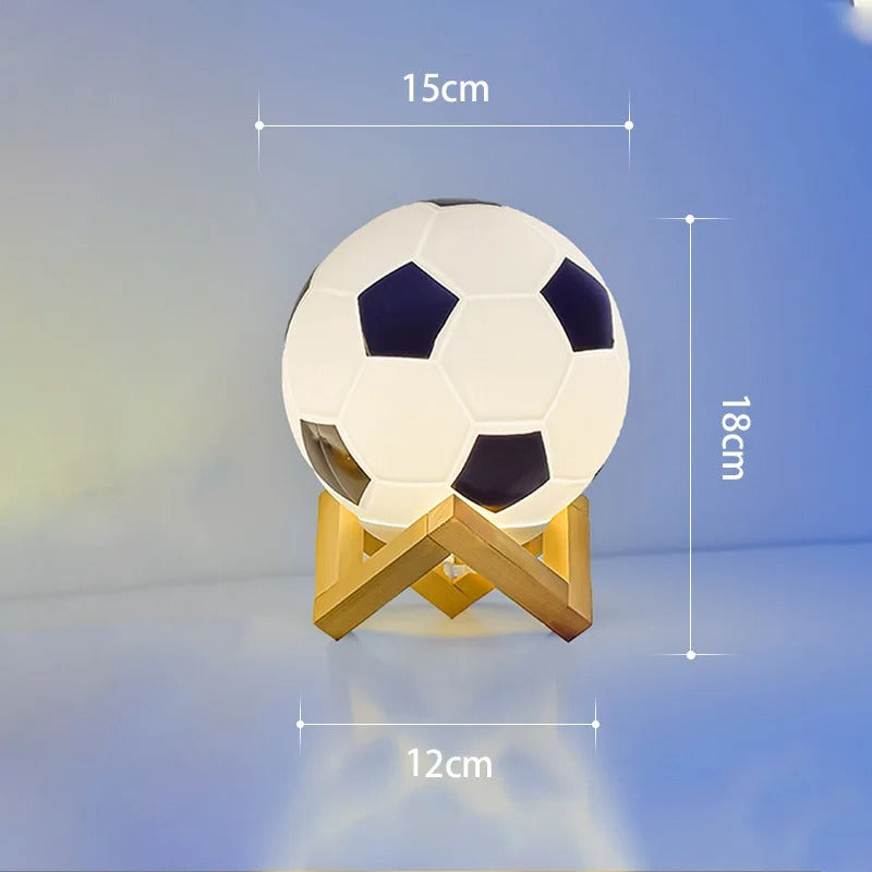 Lampe Ballon de Football en Verre et Bois