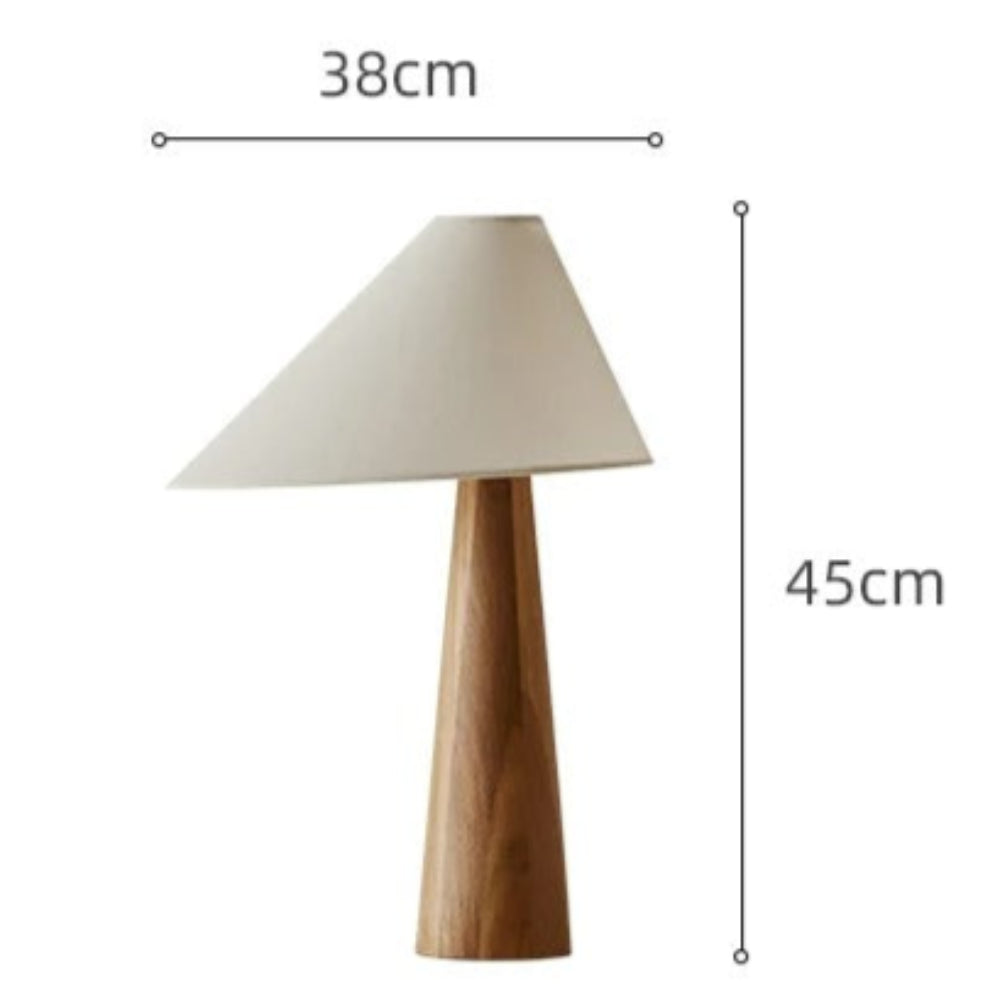 Lampe de chevet en bois naturel avec abat-jour tissu