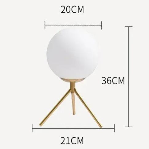 Lampe Boule sur Pied Trépied Doré et Globe en Verre
