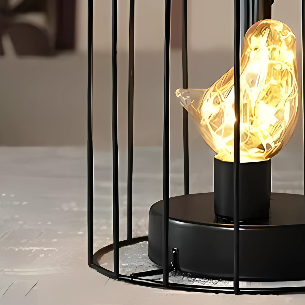 Lampe Cage à Oiseaux en Métal Noir – Lumière Décorative