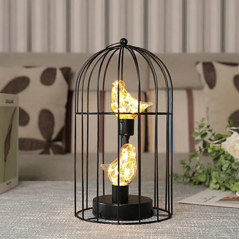Lampe Cage à Oiseaux en Métal Noir – Lumière Décorative