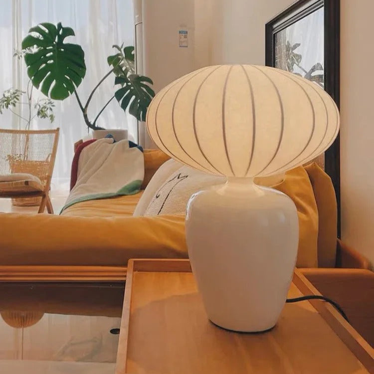 Lampe à Poser en Céramique – Pied Coloré et Abat-jour Tissu