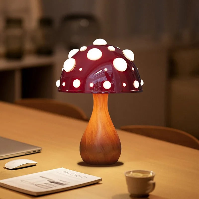 Lampe de Chevet Champignon en Métal – Lumière Ajustable