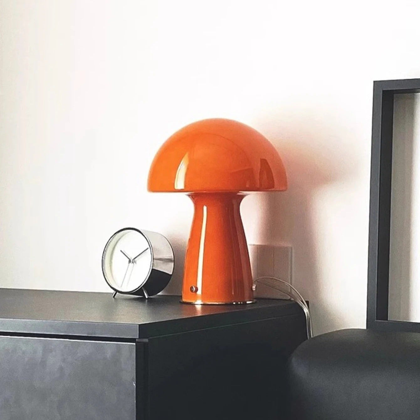 Lampe de chevet champignon en verre orange