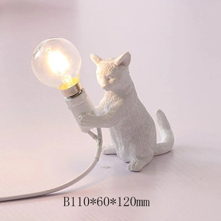 Lampe de chevet Chat en résine – Noir, Blanc ou Roux