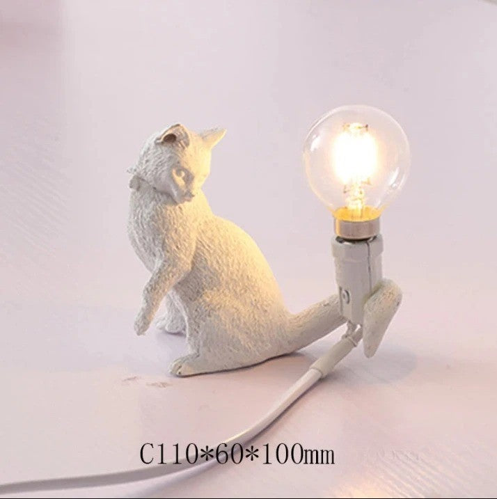 Lampe de chevet Chat en résine – Noir, Blanc ou Roux