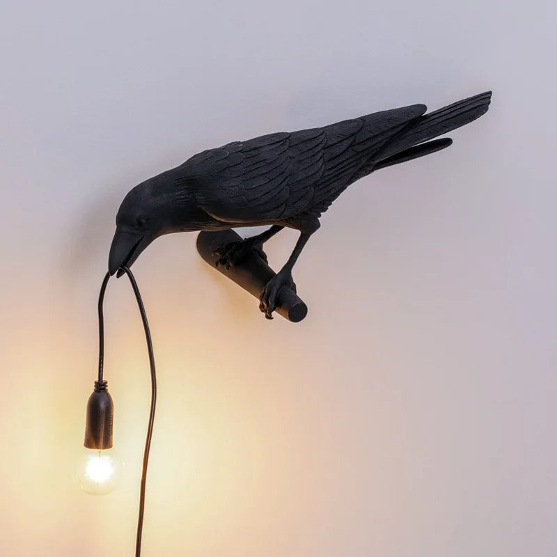 Lampe Corbeau en Résine – Modèle à Poser ou Mural