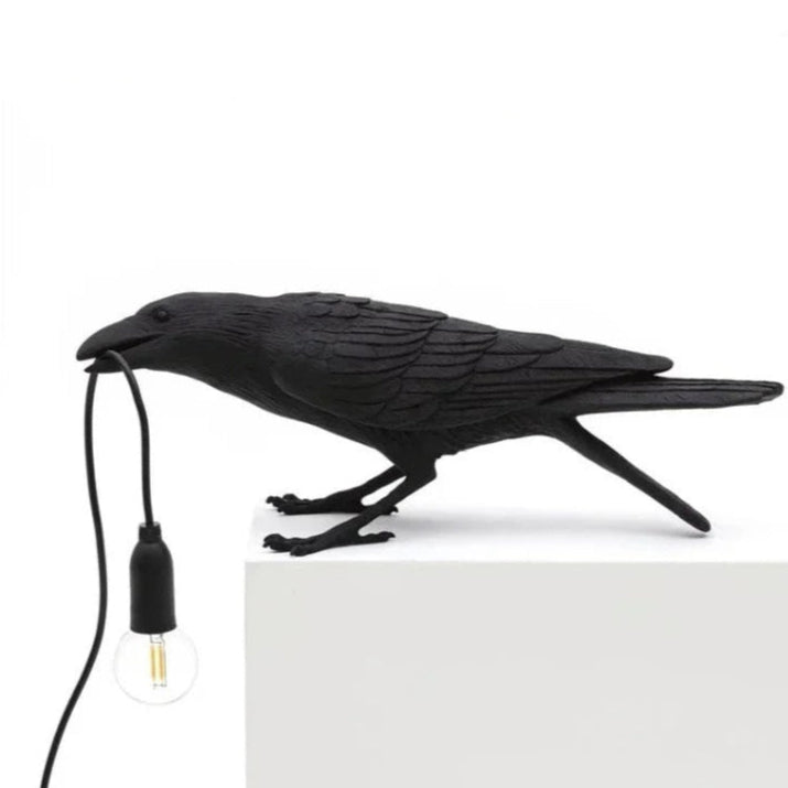 Lampe Corbeau en Résine – Modèle à Poser ou Mural