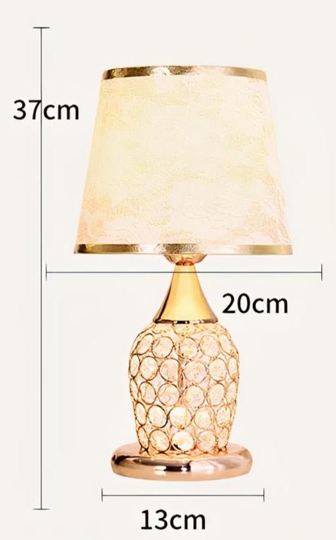 Lampe de chevet cristal avec abat-jour en tissu