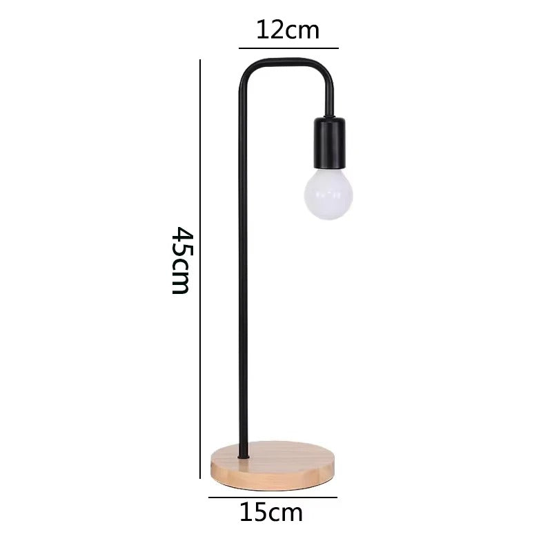 Lampe de chevet bois et métal noir – Style industriel