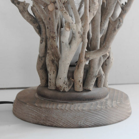 Lampe de Chevet en Bois Flotté Faite à la Main