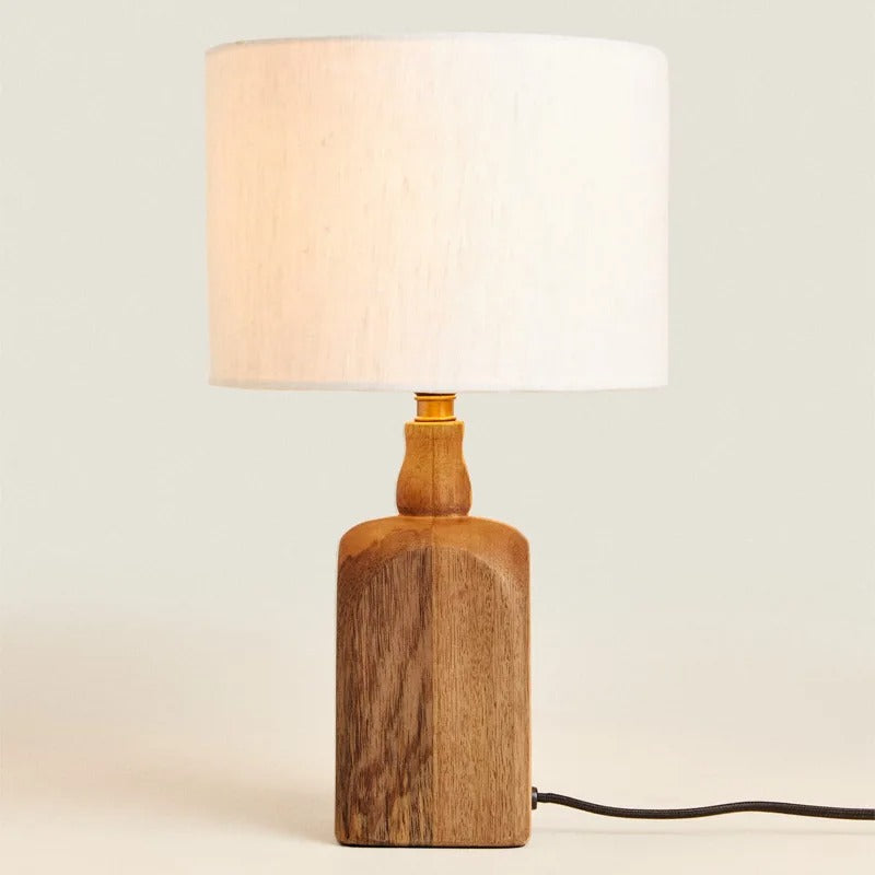 Lampe de Chevet en Bois Naturel Faite Main