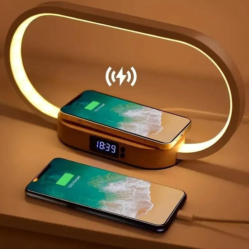 Lampe de Chevet avec Chargeur Intégré – Bois et Aluminium