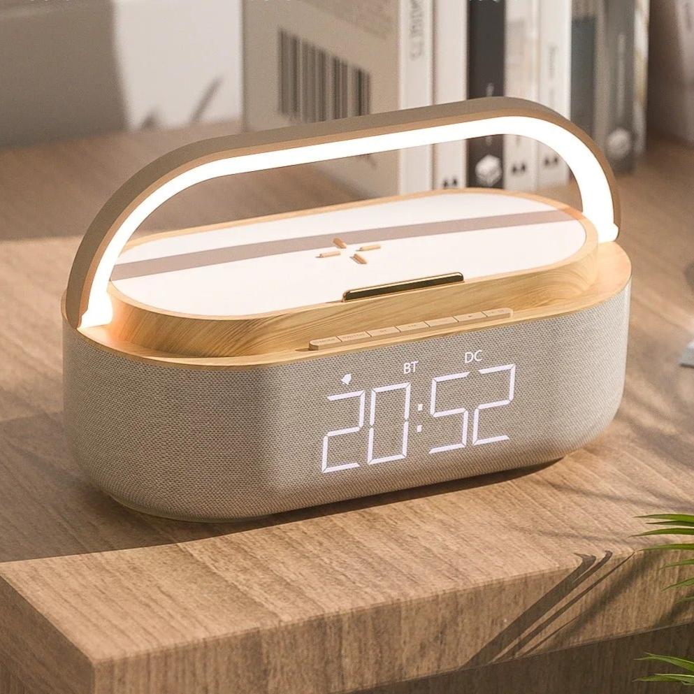 Lampe de Chevet Connectée avec Enceinte Bluetooth et Chargeur Induction