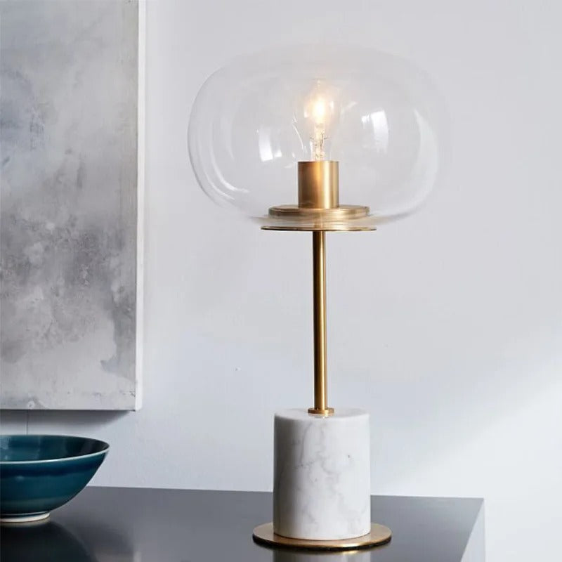 Lampe de Chevet Marbre, Verre et Métal – Design Luxe