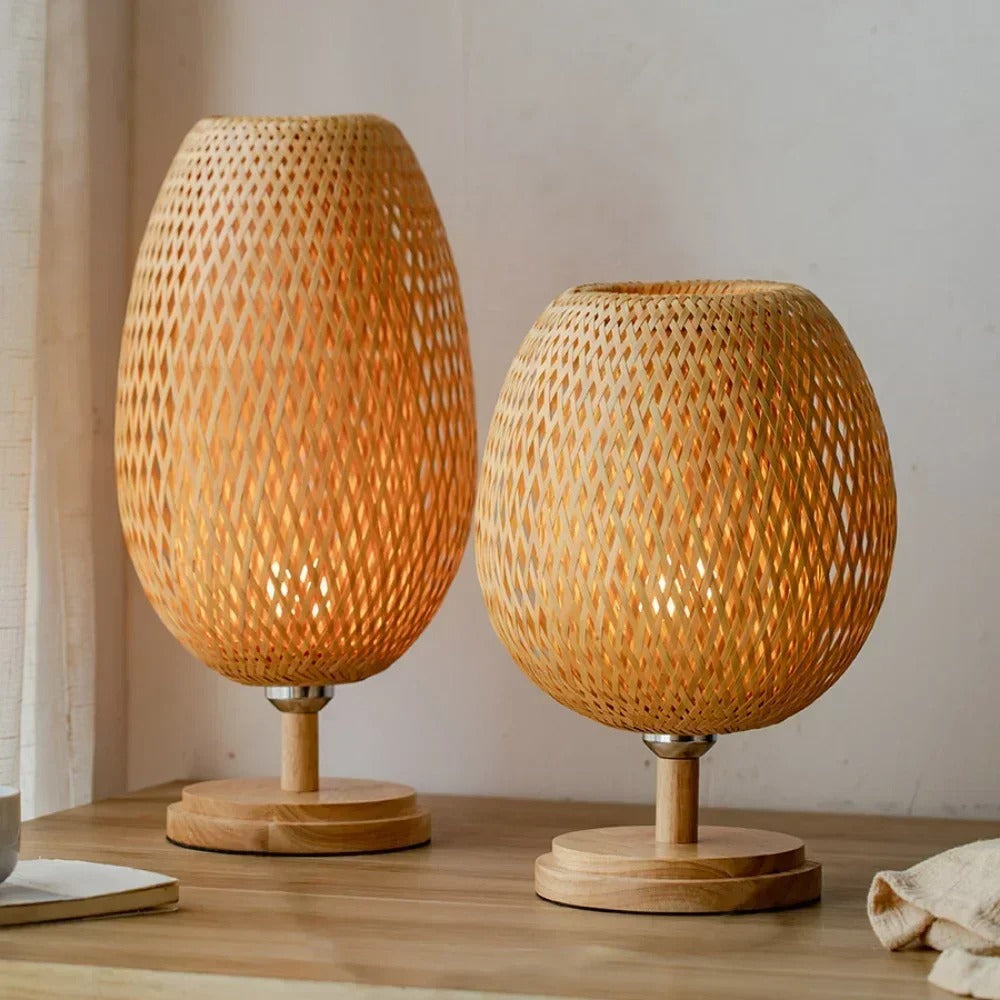 Lampe de Chevet en Rotin Tissé à la Main – Style Bohème