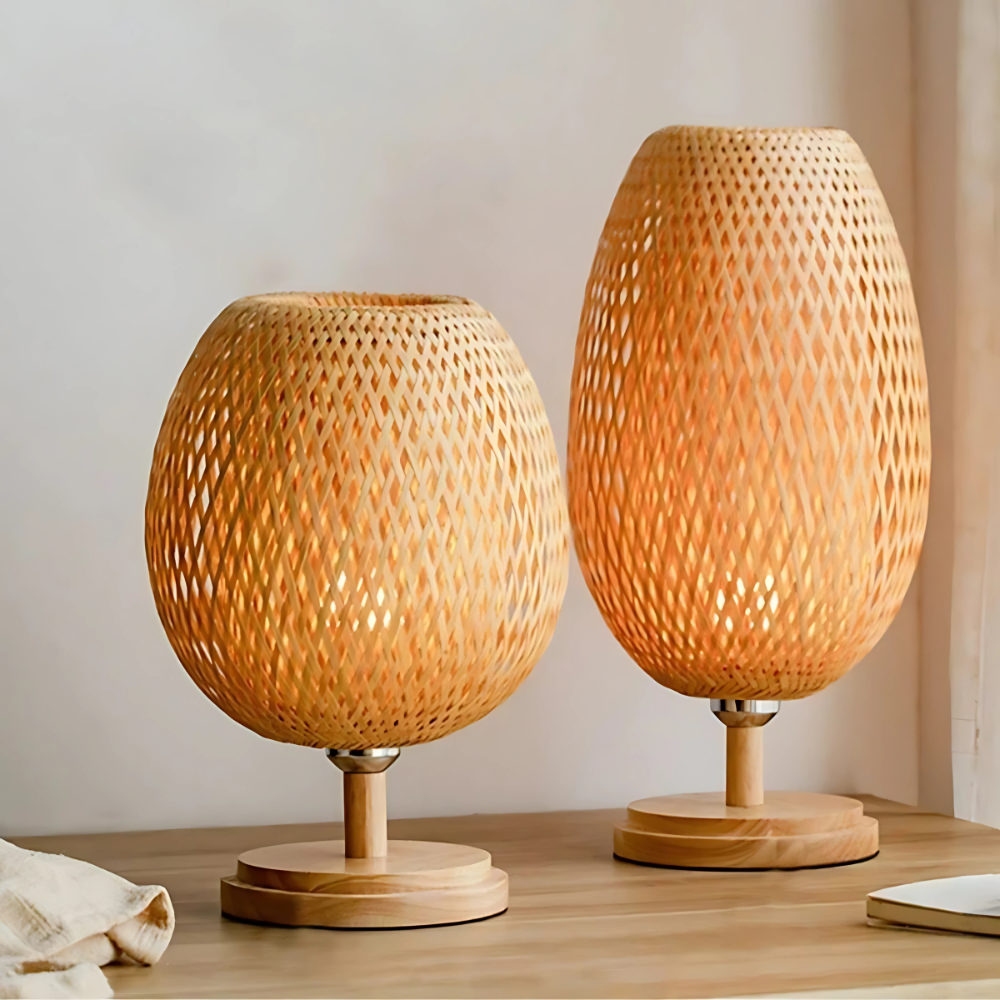 Lampe de Chevet en Rotin Tissé à la Main – Style Bohème