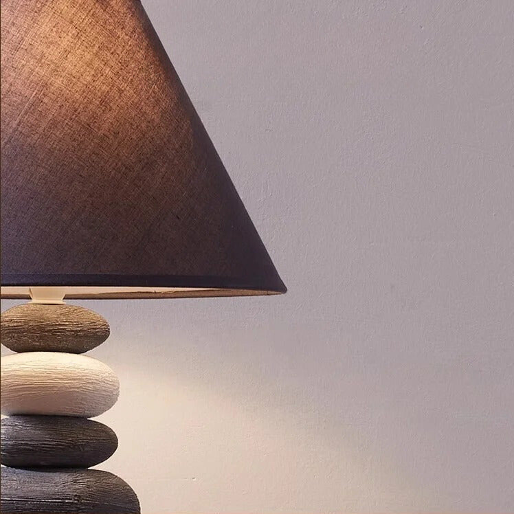 Lampe de Chevet Galet en Céramique et Tissu