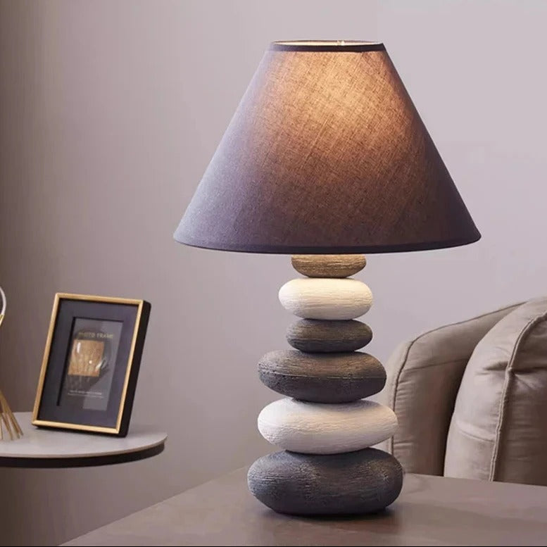 Lampe de Chevet Galet en Céramique et Tissu