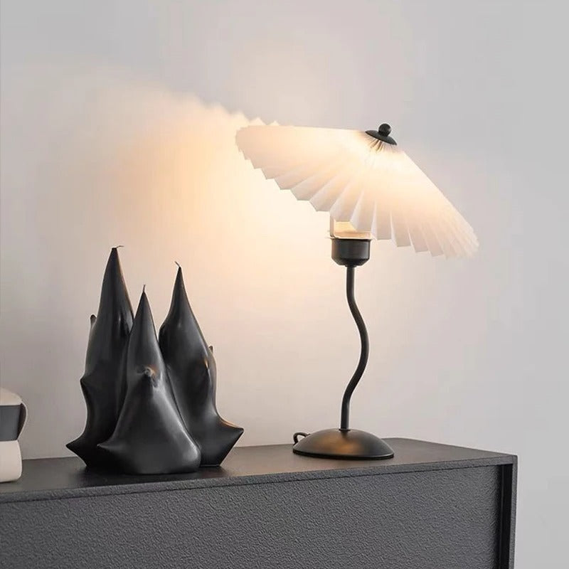 Lampe de Chevet Japonaise Abat-jour Plissé en Tissu