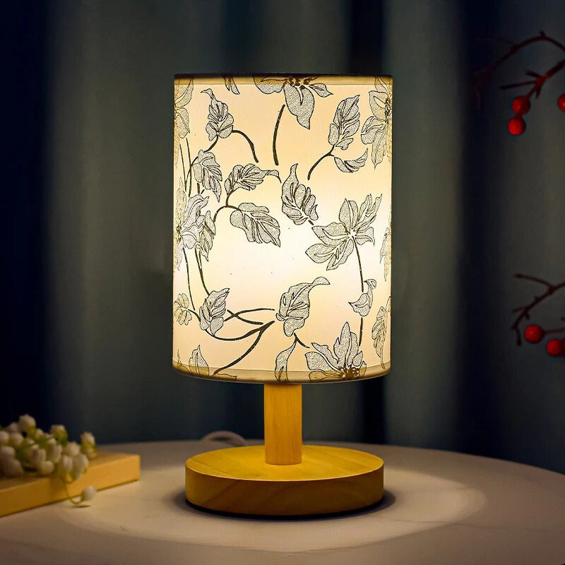 Lampe de Chevet Japonaise en Bois et Tissu