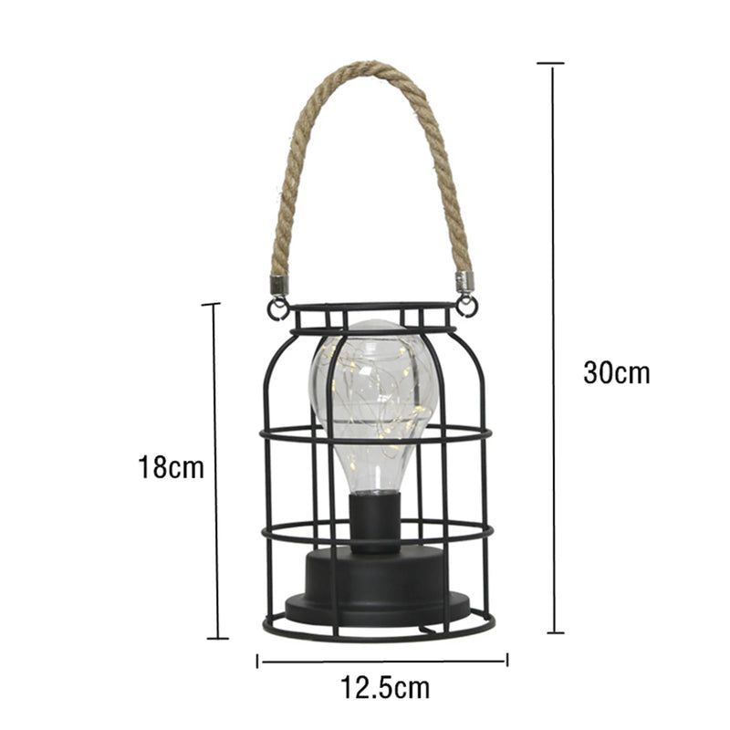 Lampe de Chevet Industrielle à Piles avec Poignée en Corde