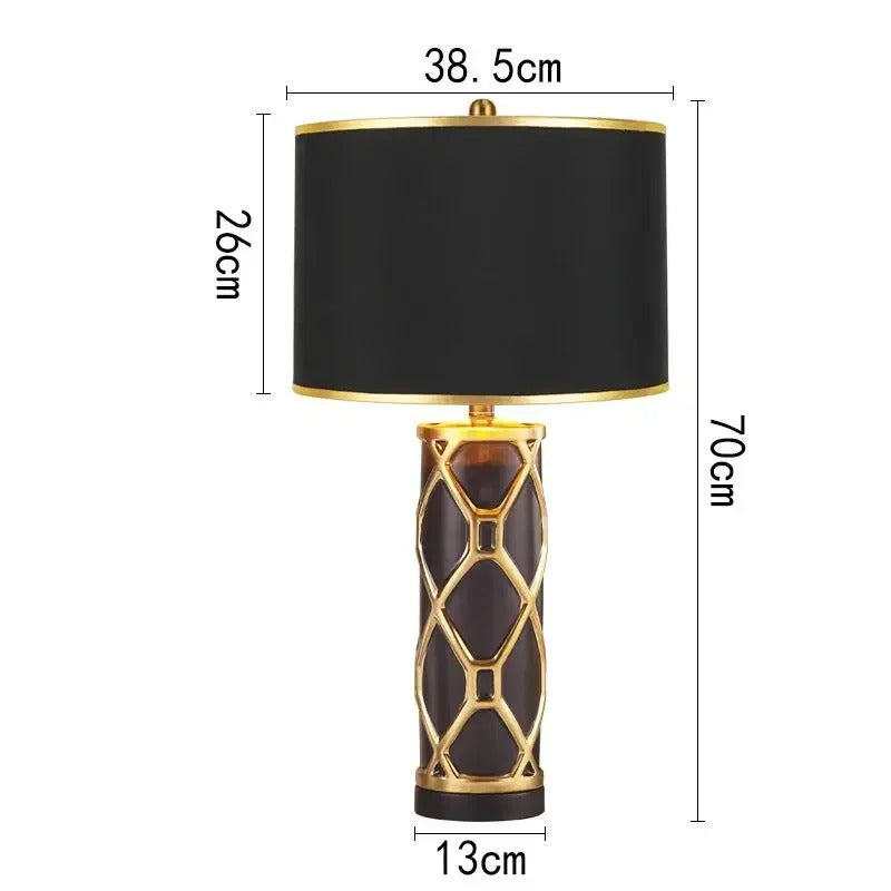 Lampe de Chevet Céramique Noir et Or
