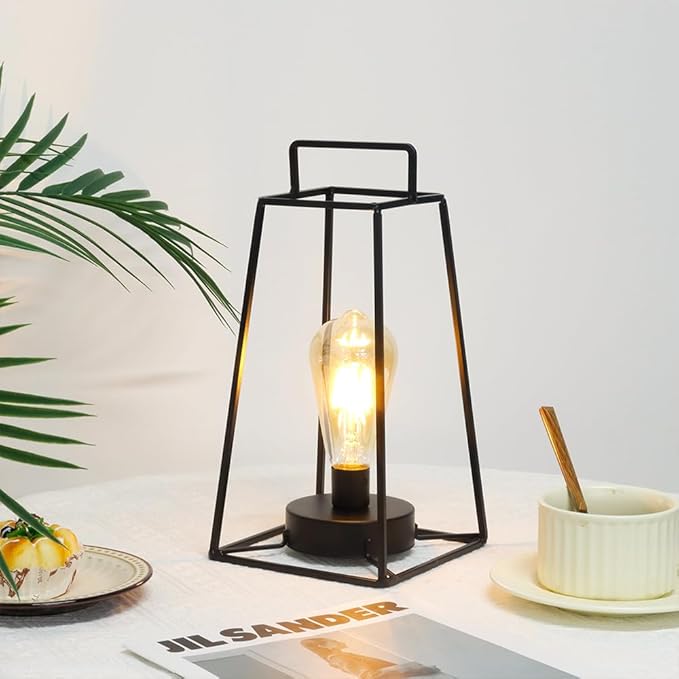 Lampe de chevet industrielle en fer noir avec minuterie