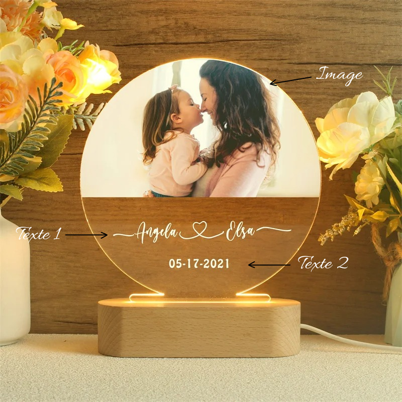 Lampe de Chevet Personnalisée avec Photo