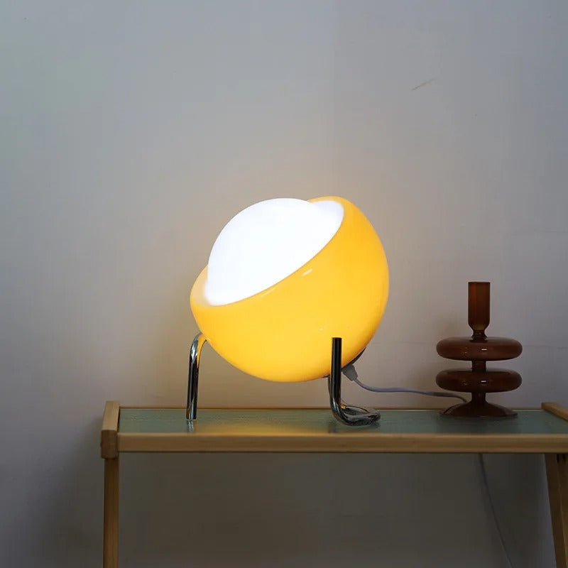 Lampe de Chevet Orange en Métal et Pierre de Verre